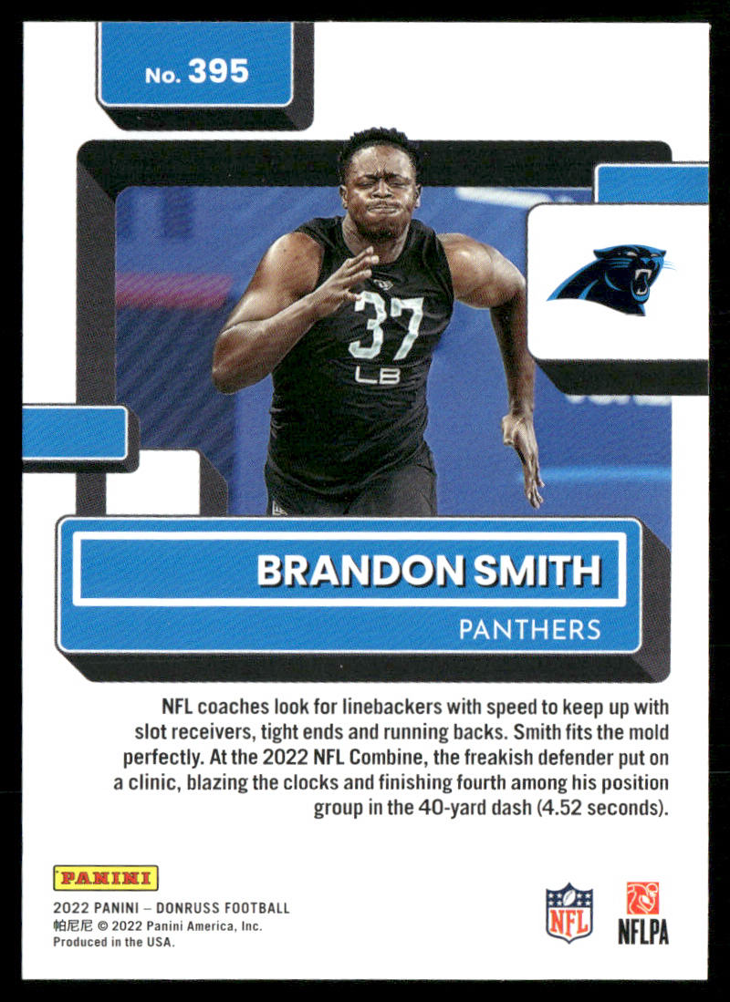 Brandon Smith 2022 Donruss #395 RC Carolina Panthers