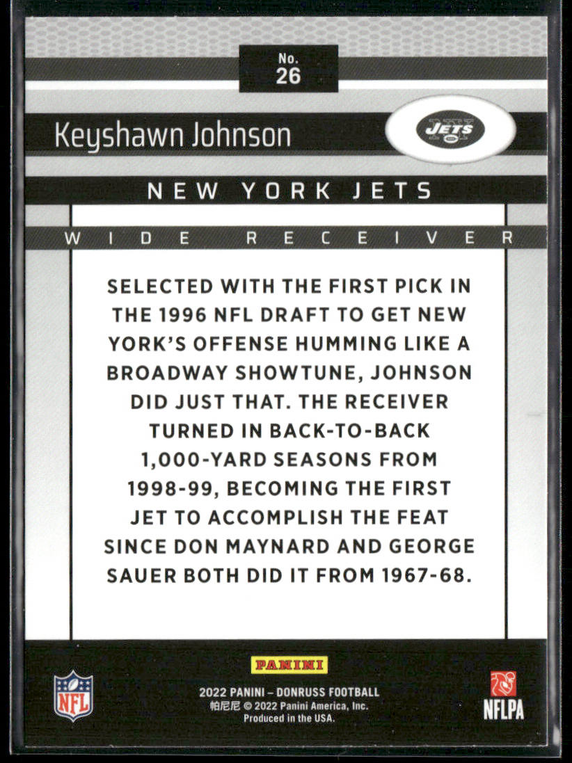 Keyshawn Johnson 2022 Donruss Retro 2002 #26 New York Jets