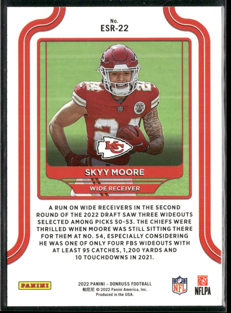 Skyy Moore 2022 Donruss Elite Series Rookies #ESR-22 Kansas City Chiefs
