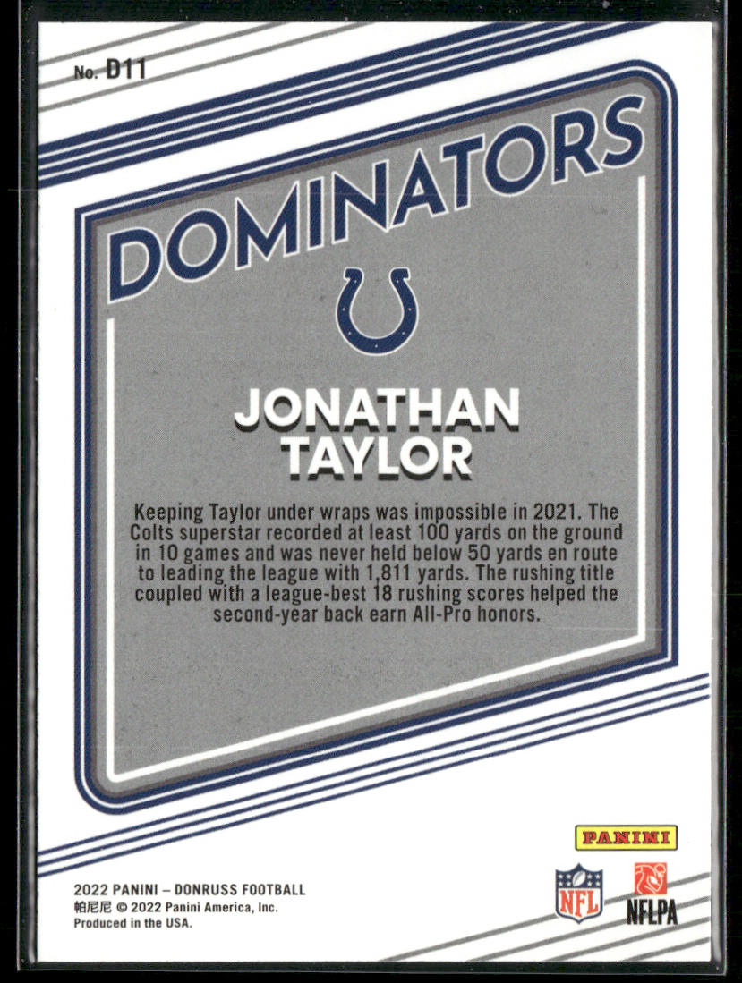 Jonathan Taylor 2022 Donruss Dominators #D11 Indianapolis Colts
