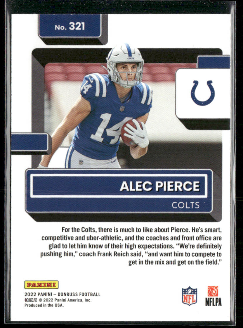 Alec Pierce 2022 Donruss Blue Press Proof #321 RC Indianapolis Colts