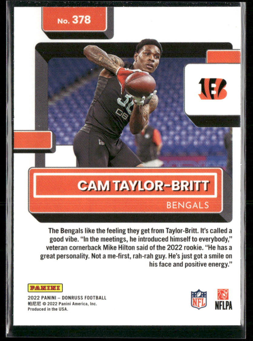 Cam Taylor-Britt 2022 Donruss Blue Press Proof #378 RC Cincinnati Bengals