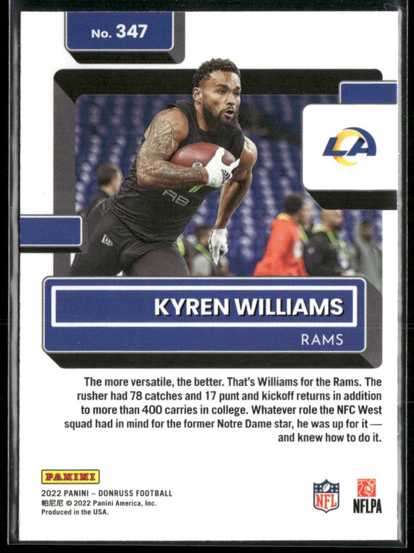Kyren Williams 2022 Donruss Blue Press Proof #347 RC Los Angeles Rams