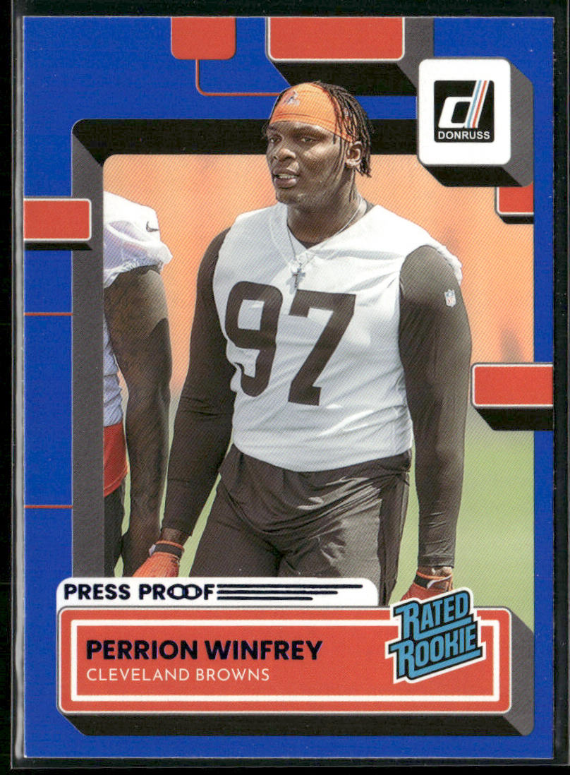 Perrion Winfrey 2022 Donruss Blue Press Proof #393 RC Cleveland Browns