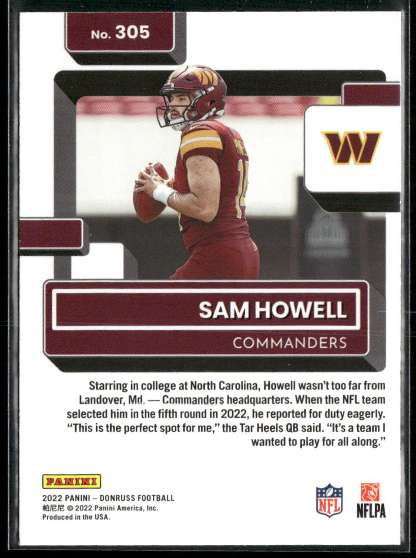 Sam Howell 2022 Donruss Blue Press Proof #305 RC Washington Commanders