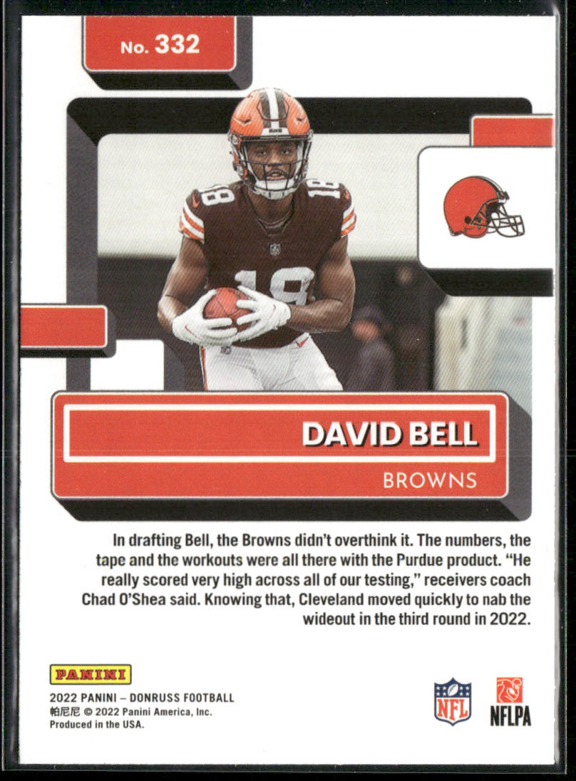 David Bell 2022 Donruss Blue Press Proof #332 RC Cleveland Browns