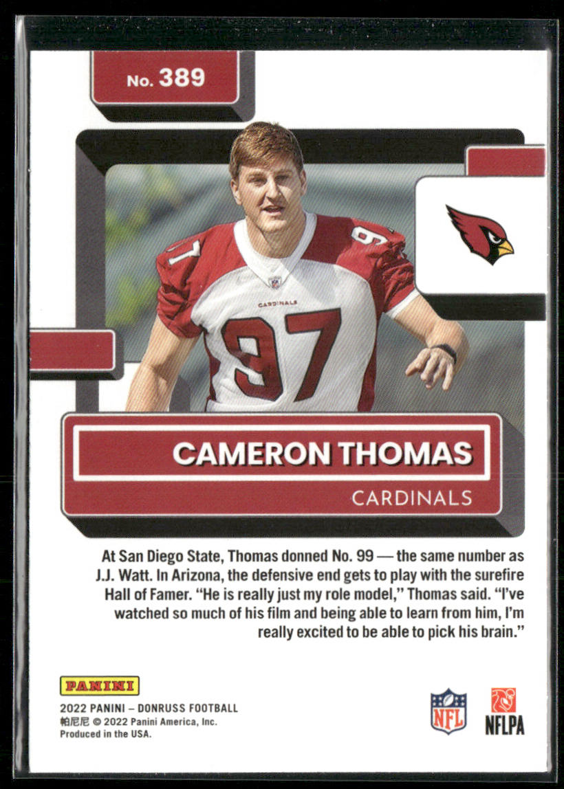 Cameron Thomas 2022 Donruss Blue Press Proof #389 RC Arizona Cardinals