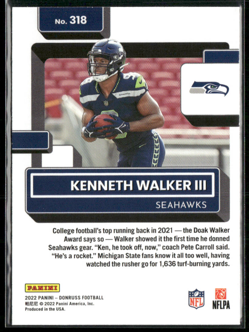 Kenneth Walker III 2022 Donruss Blue Press Proof #318 RC Seattle Seahawks
