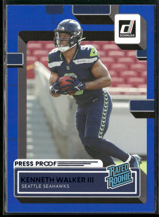 Kenneth Walker III 2022 Donruss Blue Press Proof #318 RC Seattle Seahawks