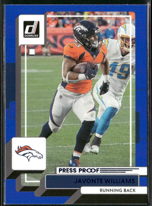 Javonte Williams 2022 Donruss Blue Press Proof #266 Denver Broncos