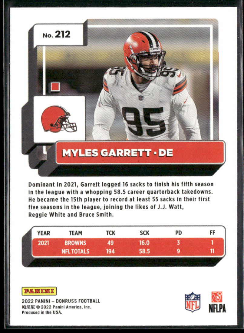 Myles Garrett 2022 Donruss Blue Press Proof #212 Cleveland Browns