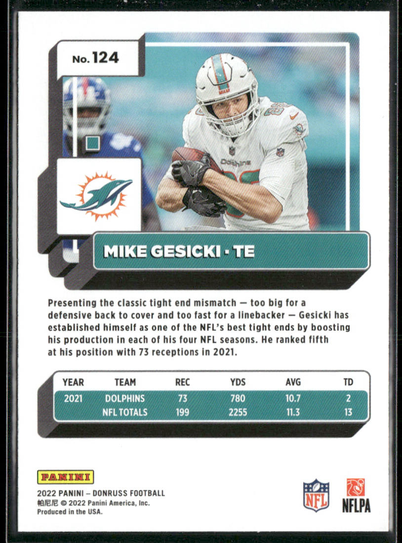 Mike Gesicki 2022 Donruss Blue Press Proof #124 Miami Dolphins