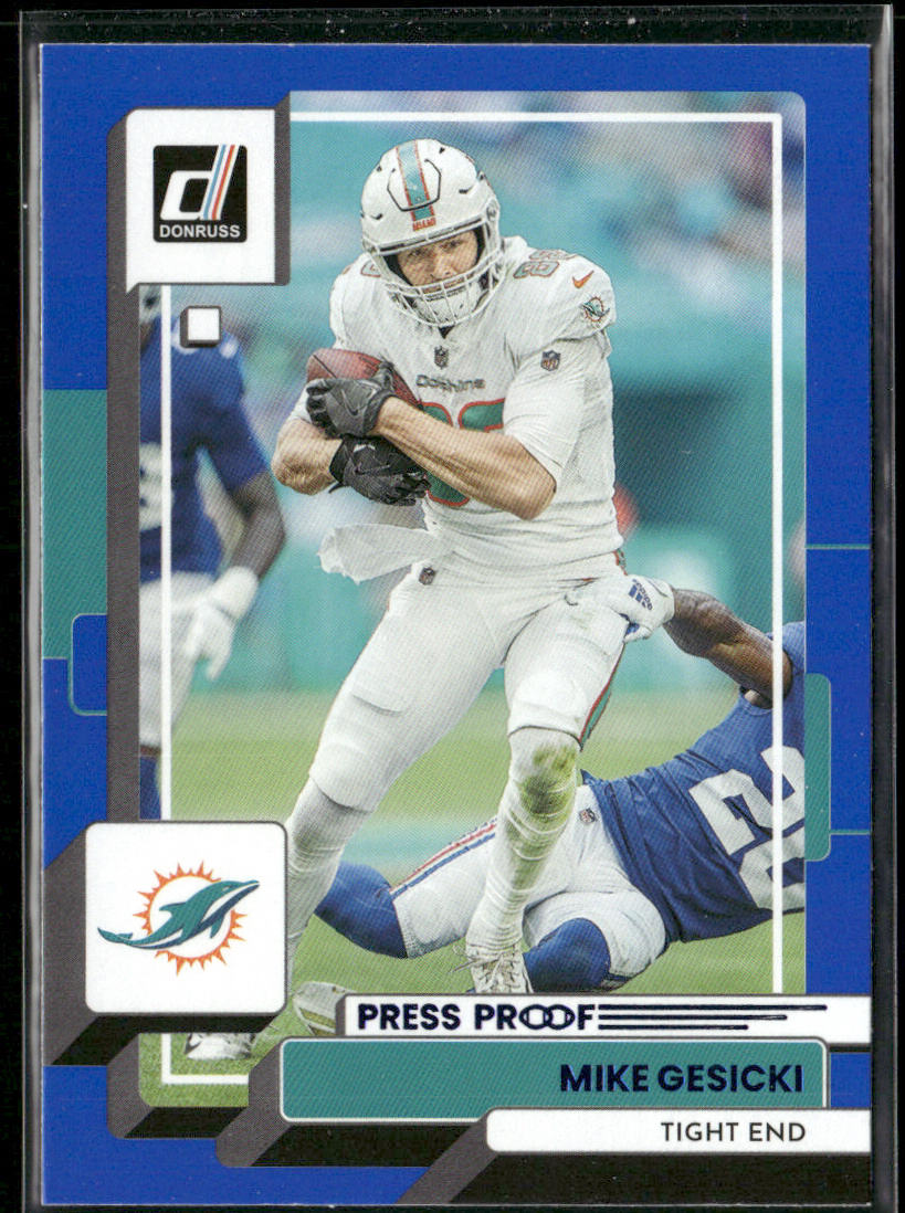 Mike Gesicki 2022 Donruss Blue Press Proof #124 Miami Dolphins