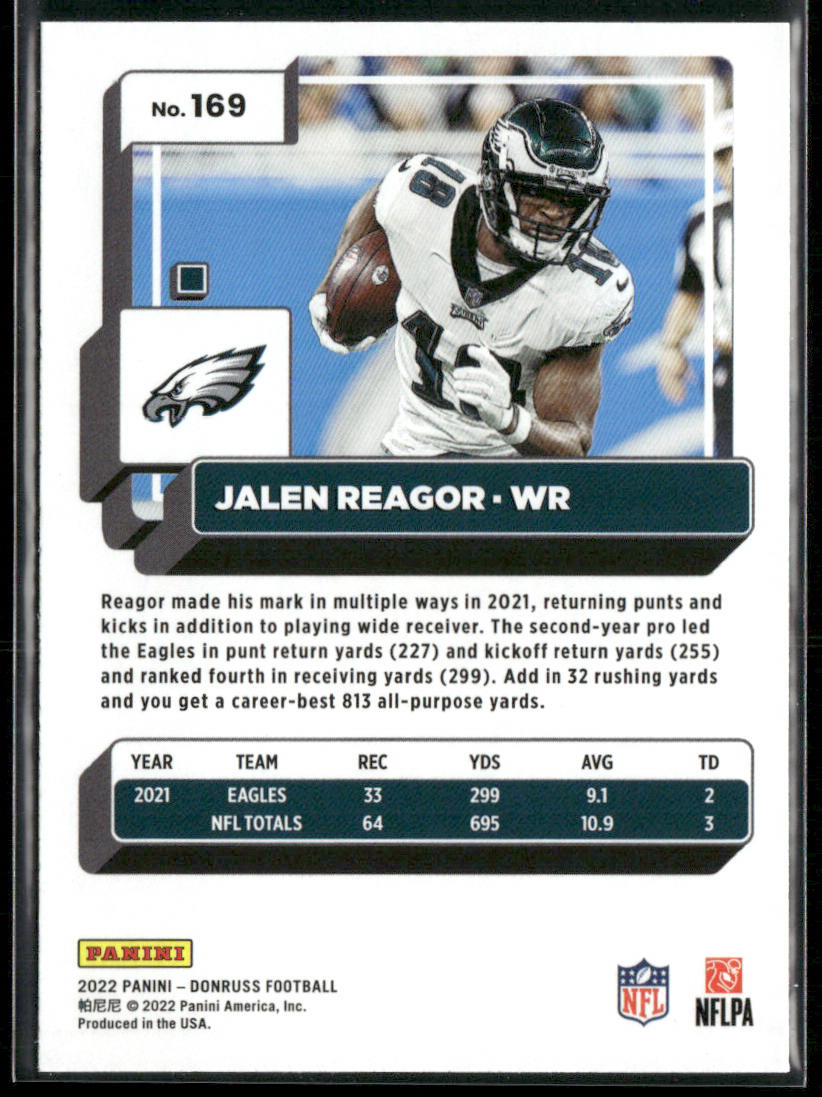 Jalen Reagor 2022 Donruss Blue Press Proof #169 Philadelphia Eagles