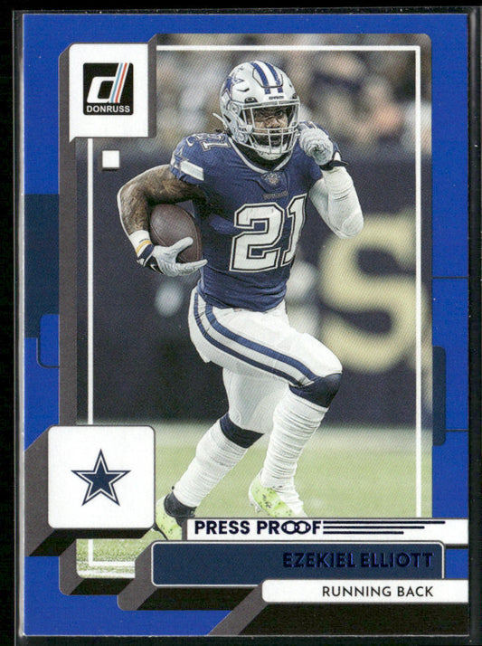 Ezekiel Elliott 2022 Donruss Blue Press Proof #154 Dallas Cowboys