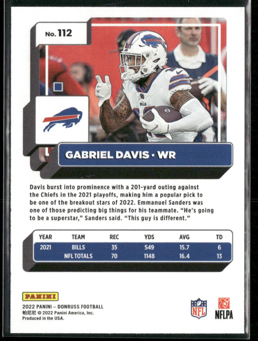 Gabriel Davis 2022 Donruss Blue Press Proof #112 Buffalo Bills