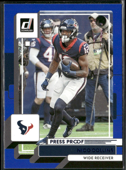 Nico Collins 2022 Donruss Blue Press Proof #40 Houston Texans