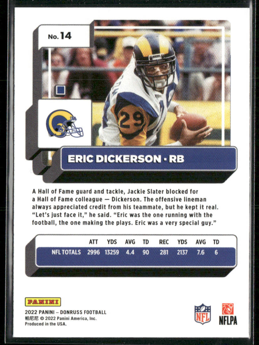 Eric Dickerson 2022 Donruss Blue Press Proof #14 Los Angeles Rams