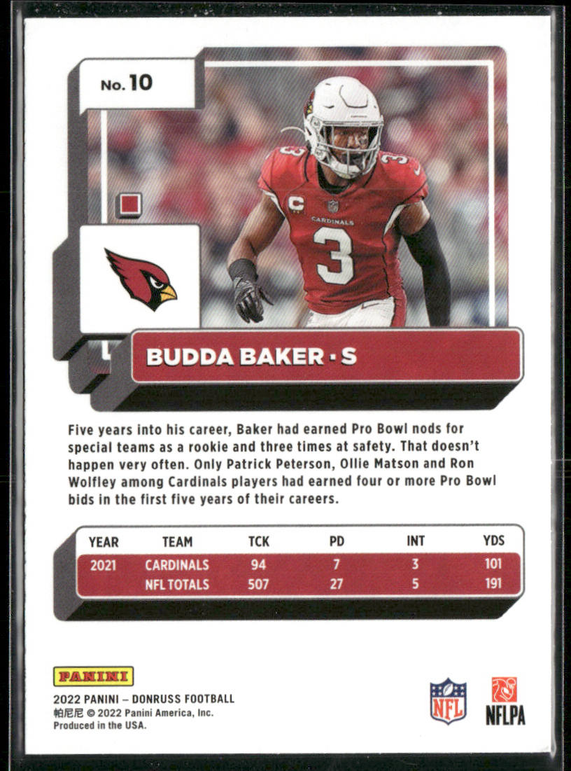 Budda Baker 2022 Donruss Blue Press Proof #10 Arizona Cardinals
