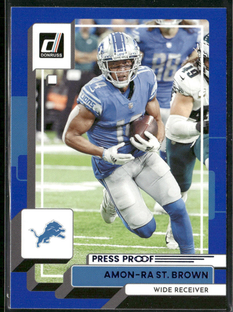 Amon-Ra St. Brown 2022 Donruss Blue Press Proof #85 Detroit Lions