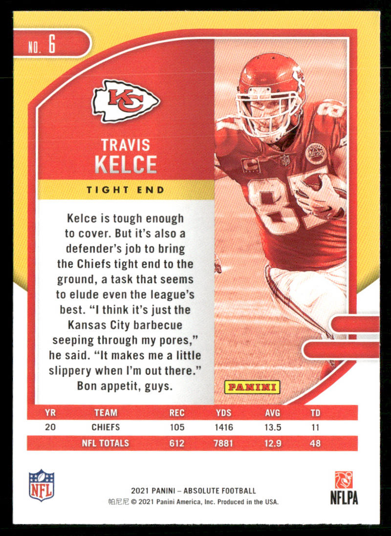 Travis Kelce 2021 Panini Absolute Retail #6 Kansas City Chiefs