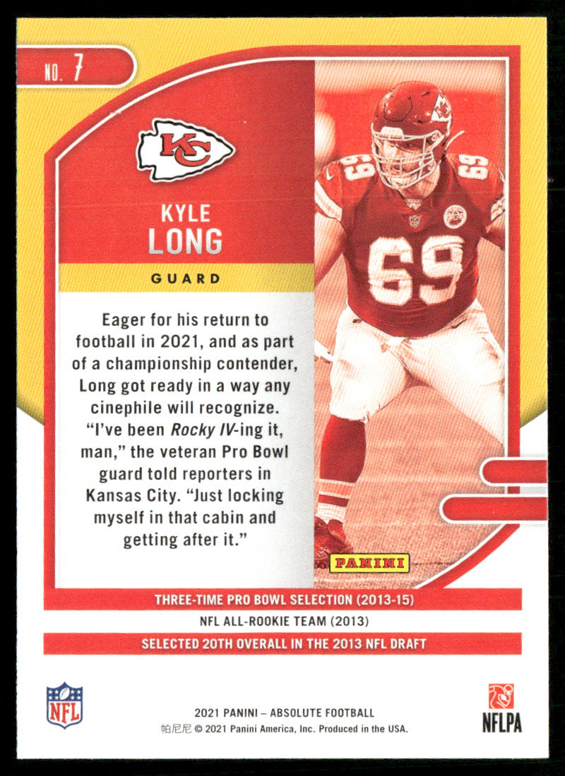 Kyle Long 2021 Panini Absolute Retail #7 Kansas City Chiefs