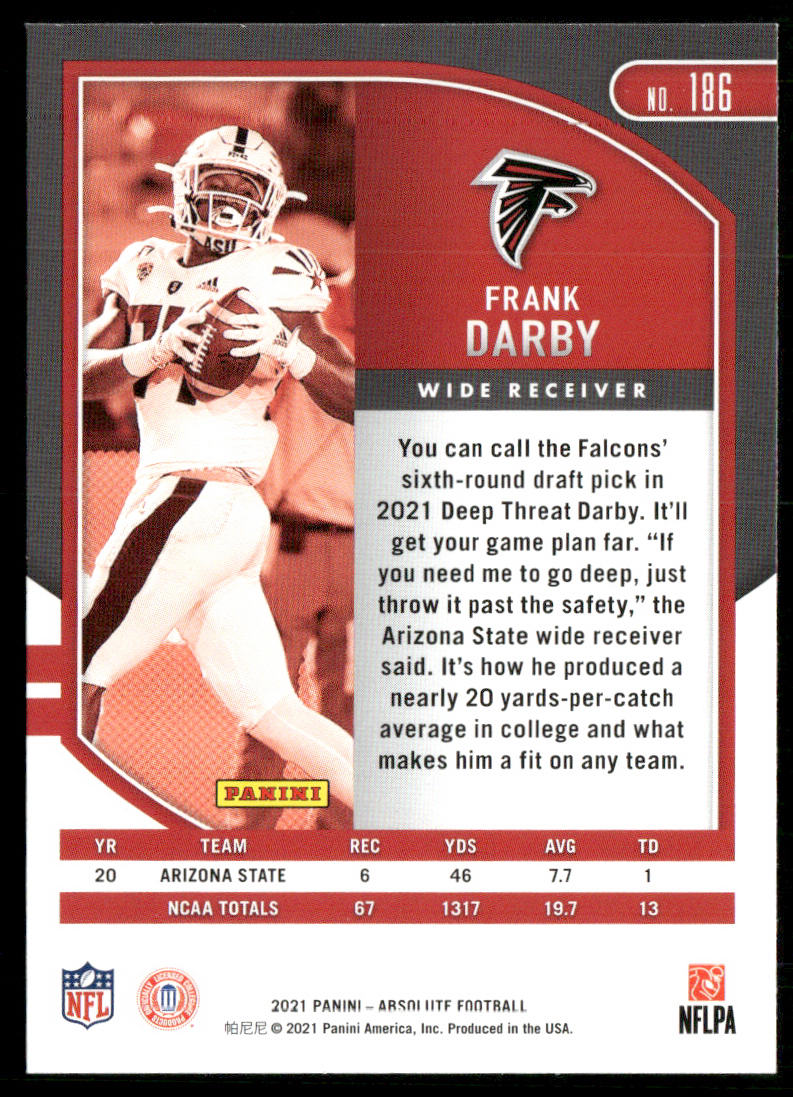 Frank Darby 2021 Panini Absolute Retail #186 RC Atlanta Falcons
