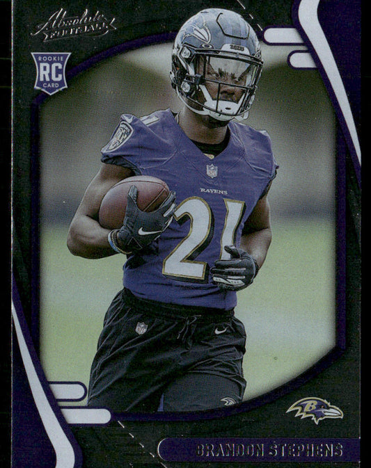 Brandon Stephens 2021 Panini Absolute Retail #195 RC Baltimore Ravens