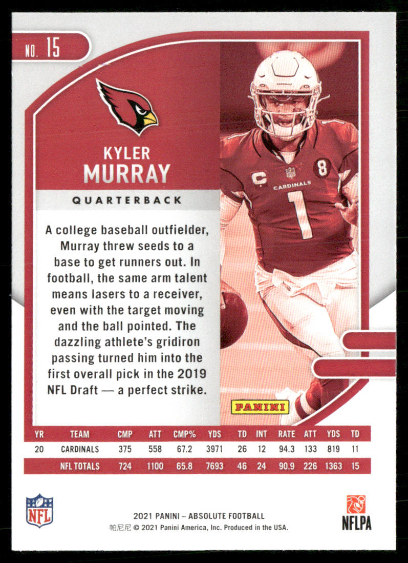 Kyler Murray 2021 Panini Absolute Retail #15 Arizona Cardinals
