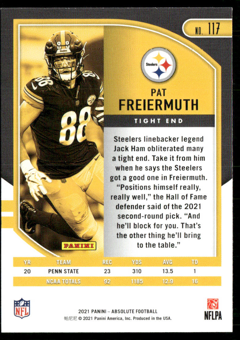 Pat Freiermuth 2021 Panini Absolute Retail #117 RC Pittsburgh Steelers