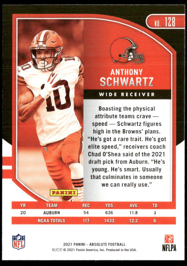 Anthony Schwartz 2021 Panini Absolute Retail #128 RC Cleveland Browns