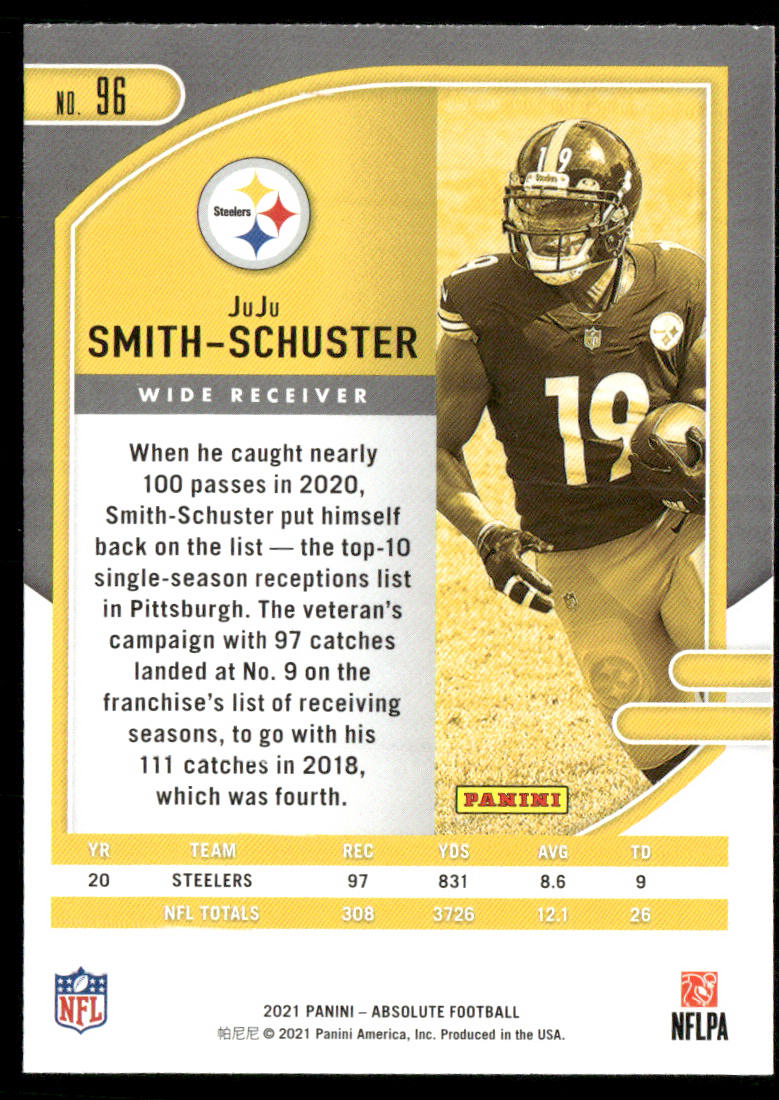 JuJu Smith-Schuster 2021 Panini Absolute Retail #96 Pittsburgh Steelers