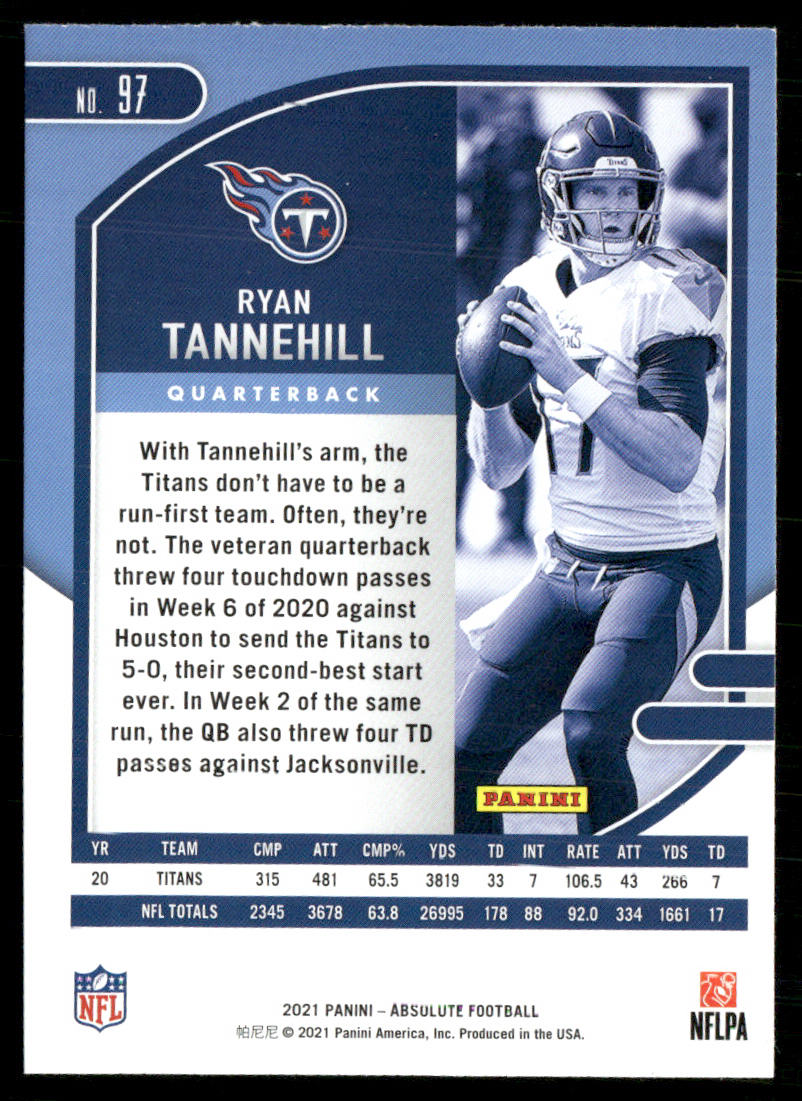 Ryan Tannehill 2021 Panini Absolute Retail #97 Tennessee Titans