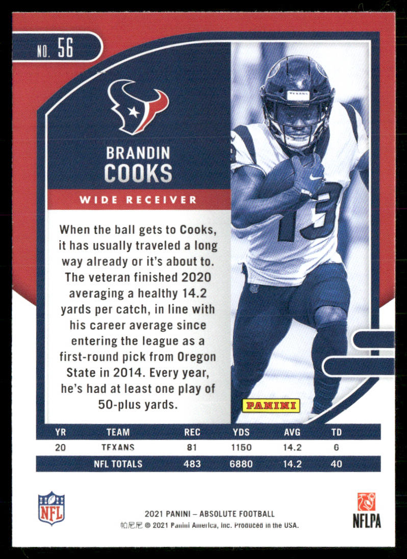 Brandin Cooks 2021 Panini Absolute Retail #56 Houston Texans