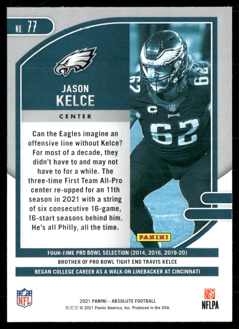 Jason Kelce 2021 Panini Absolute Retail #77 Philadelphia Eagles