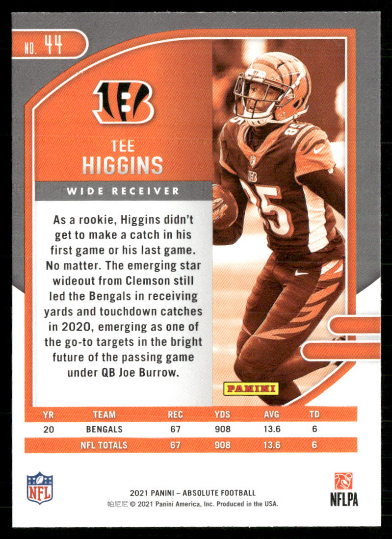 Tee Higgins 2021 Panini Absolute Retail #44 Cincinnati Bengals