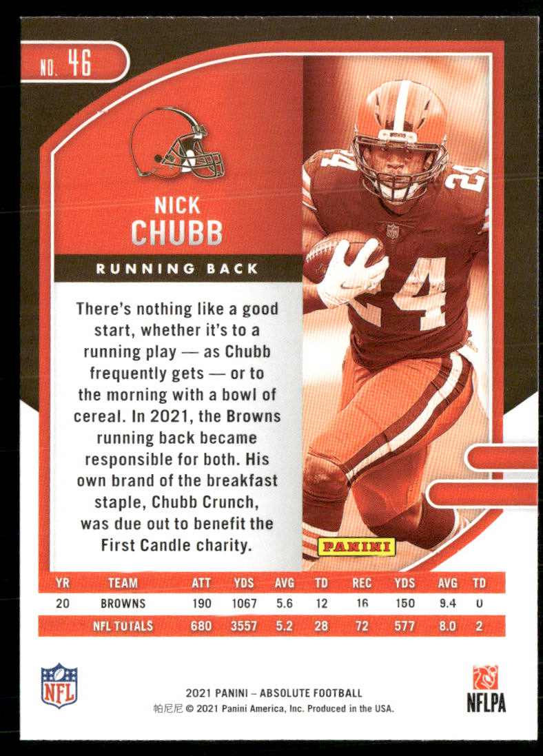 Nick Chubb 2021 Panini Absolute Retail #46 Cleveland Browns