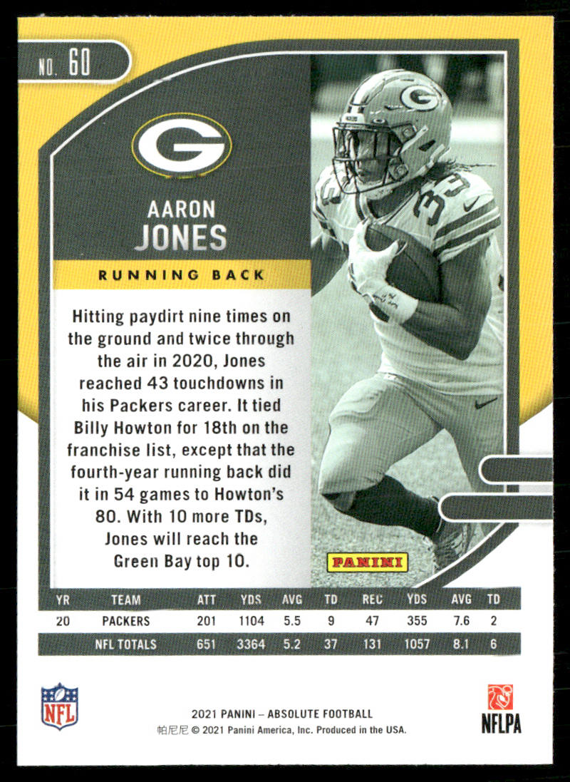 Aaron Jones 2021 Panini Absolute Retail #60 Green Bay Packers