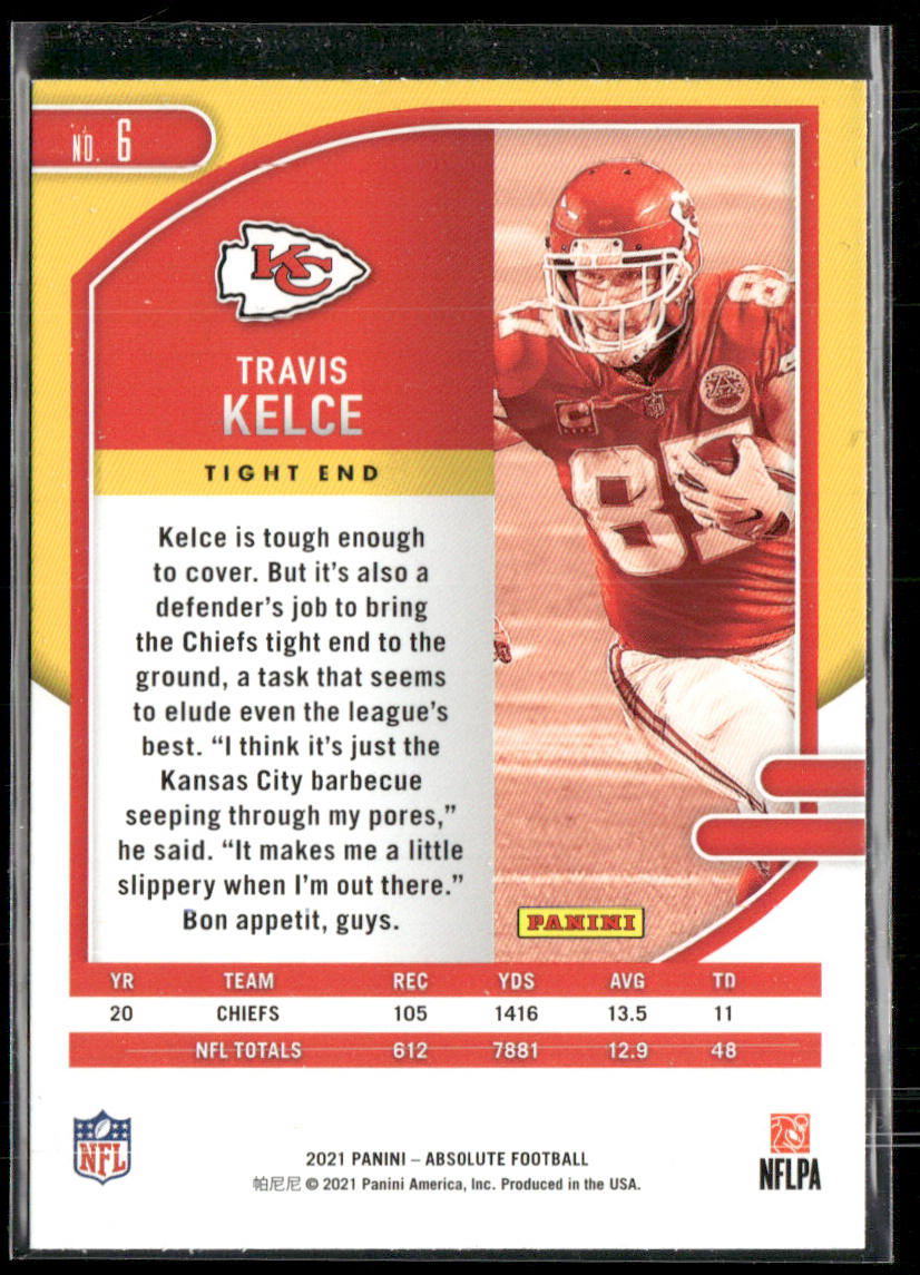 Travis Kelce 2021 Panini Absolute Green #6 Kansas City Chiefs