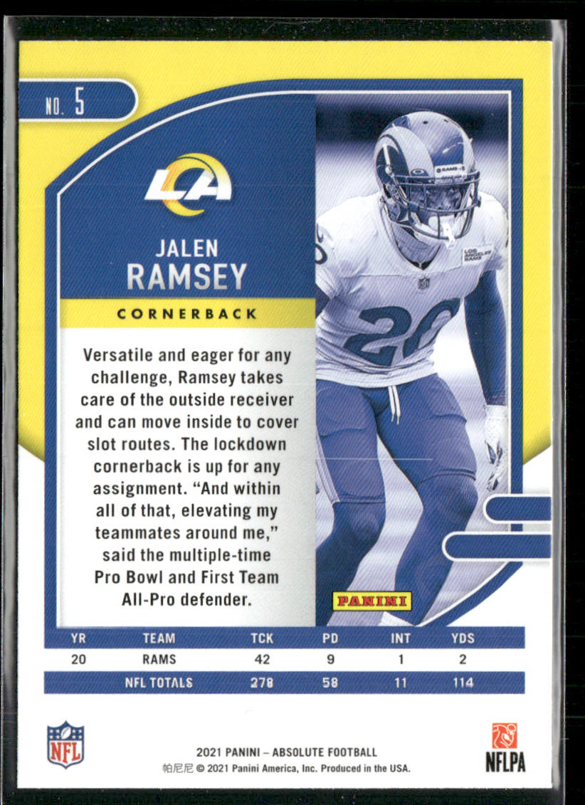 Jalen Ramsey 2021 Panini Absolute Green #5 Los Angeles Rams