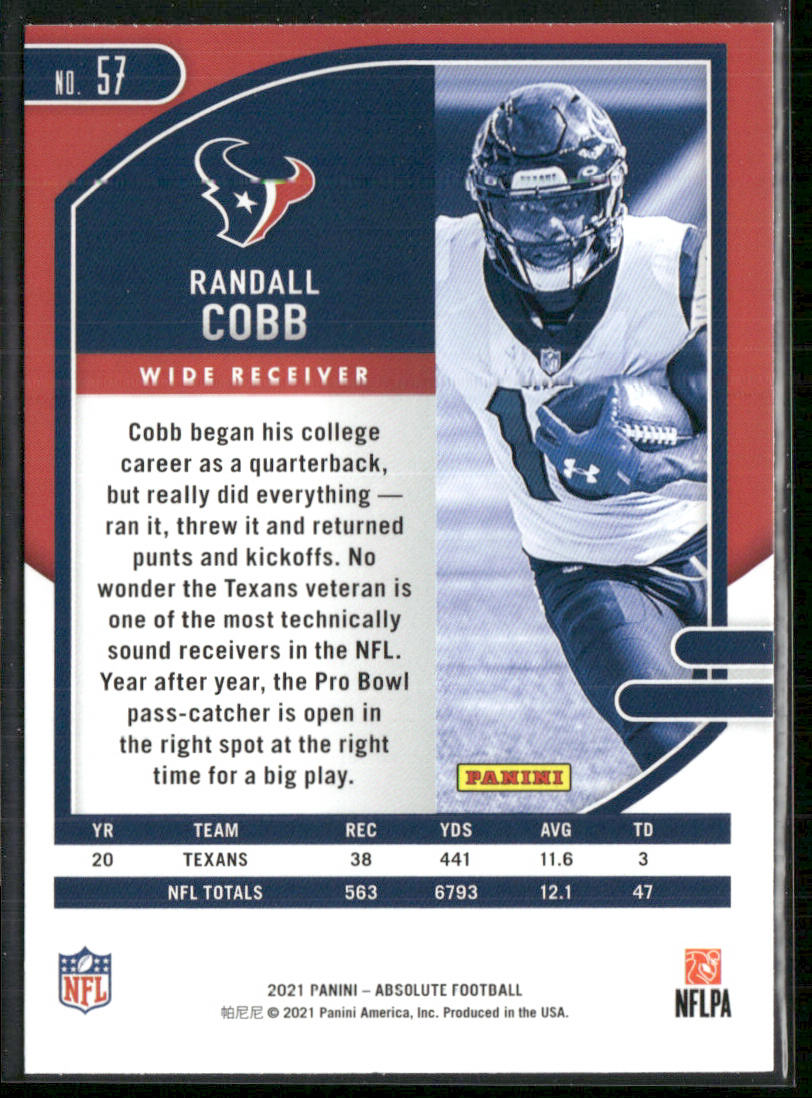 Randall Cobb 2021 Panini Absolute Green #57 Houston Texans