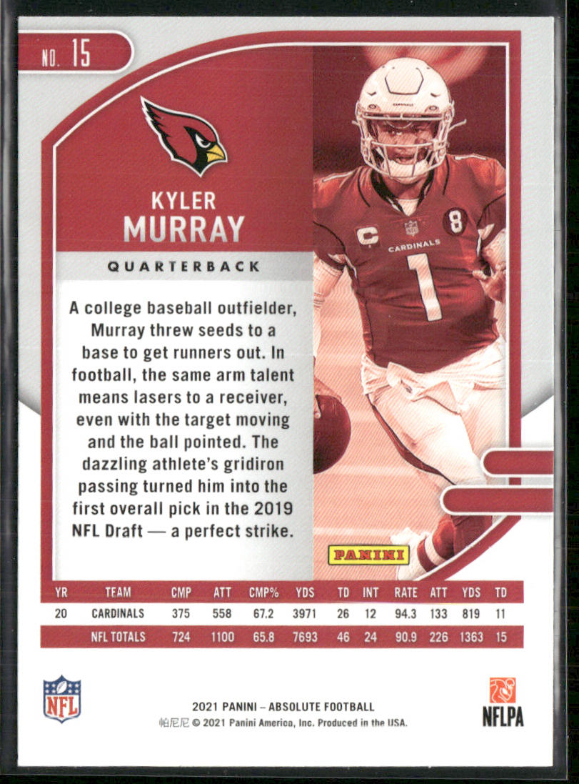 Kyler Murray 2021 Panini Absolute Green #15 Arizona Cardinals