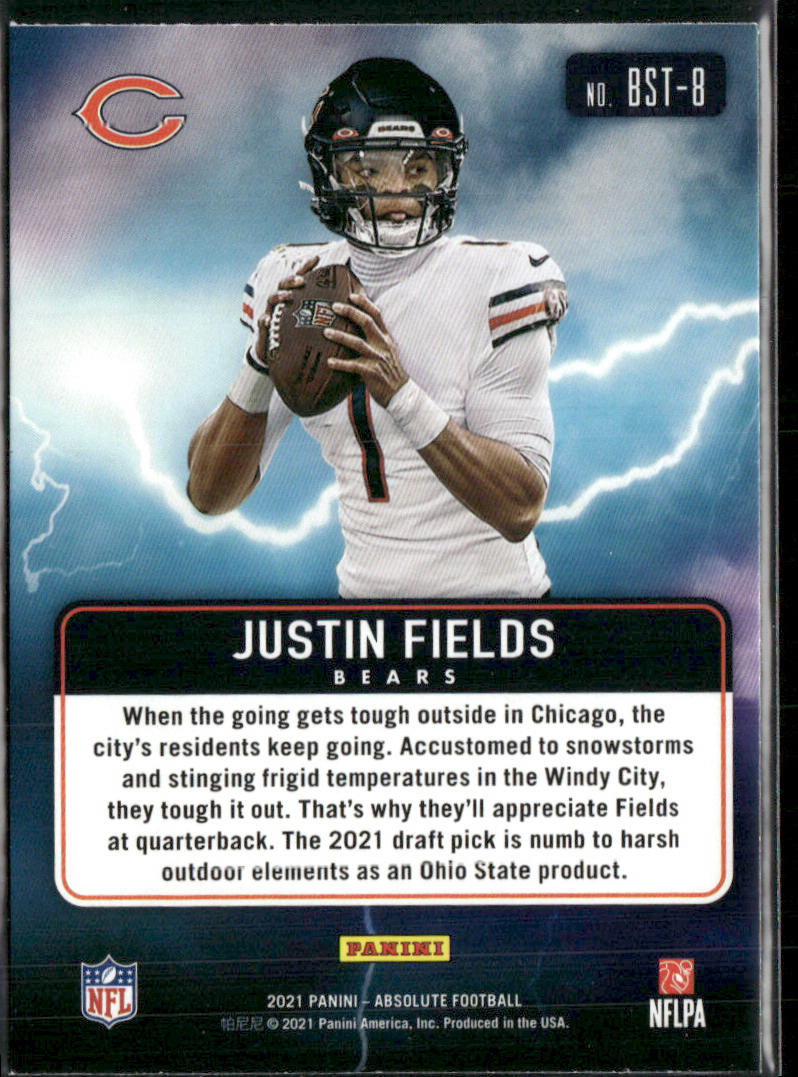 Justin Fields 2021 Panini Absolute By Storm #BST-8 Chicago Bears