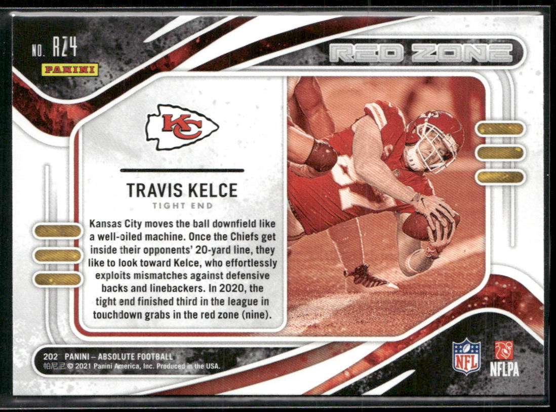 Travis Kelce 2021 Panini Absolute Red Zone #RZ4 Kansas City Chiefs