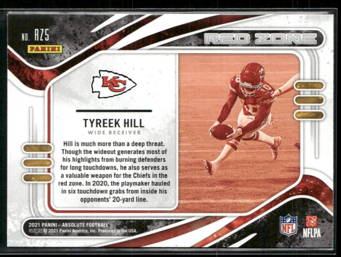 Tyreek Hill 2021 Panini Absolute Red Zone #RZ5 Kansas City Chiefs