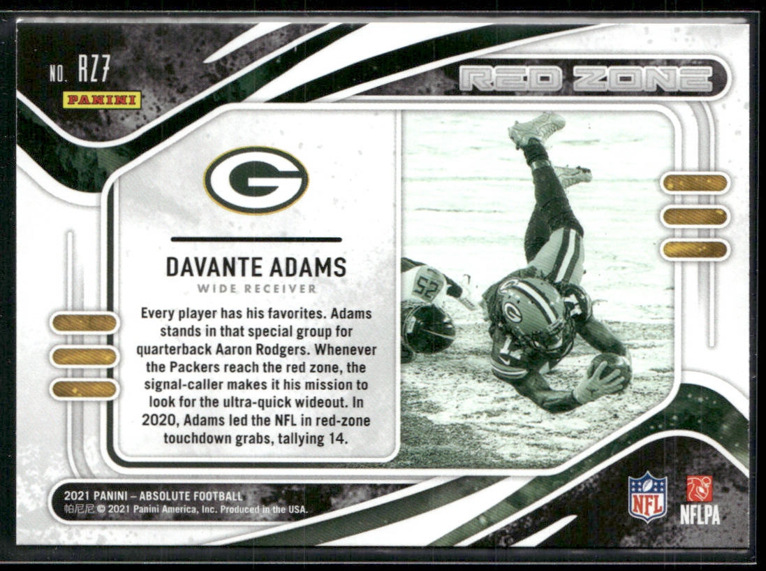 Davante Adams 2021 Panini Absolute Red Zone #RZ7 Green Bay Packers