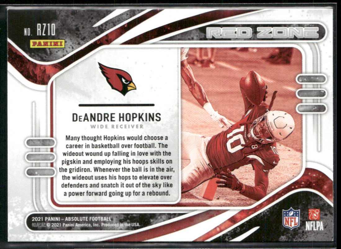 DeAndre Hopkins 2021 Panini Absolute Red Zone #RZ10 Arizona Cardinals