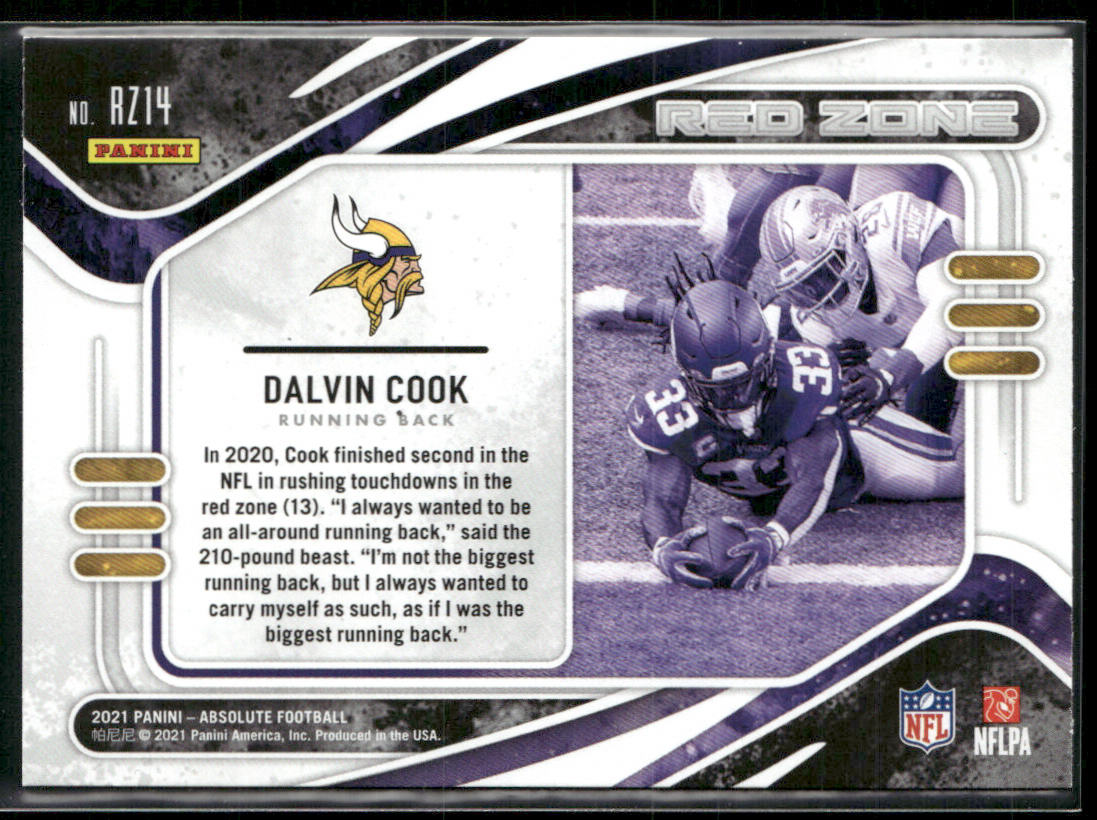 Dalvin Cook 2021 Panini Absolute Red Zone #RZ14 Minnesota Vikings