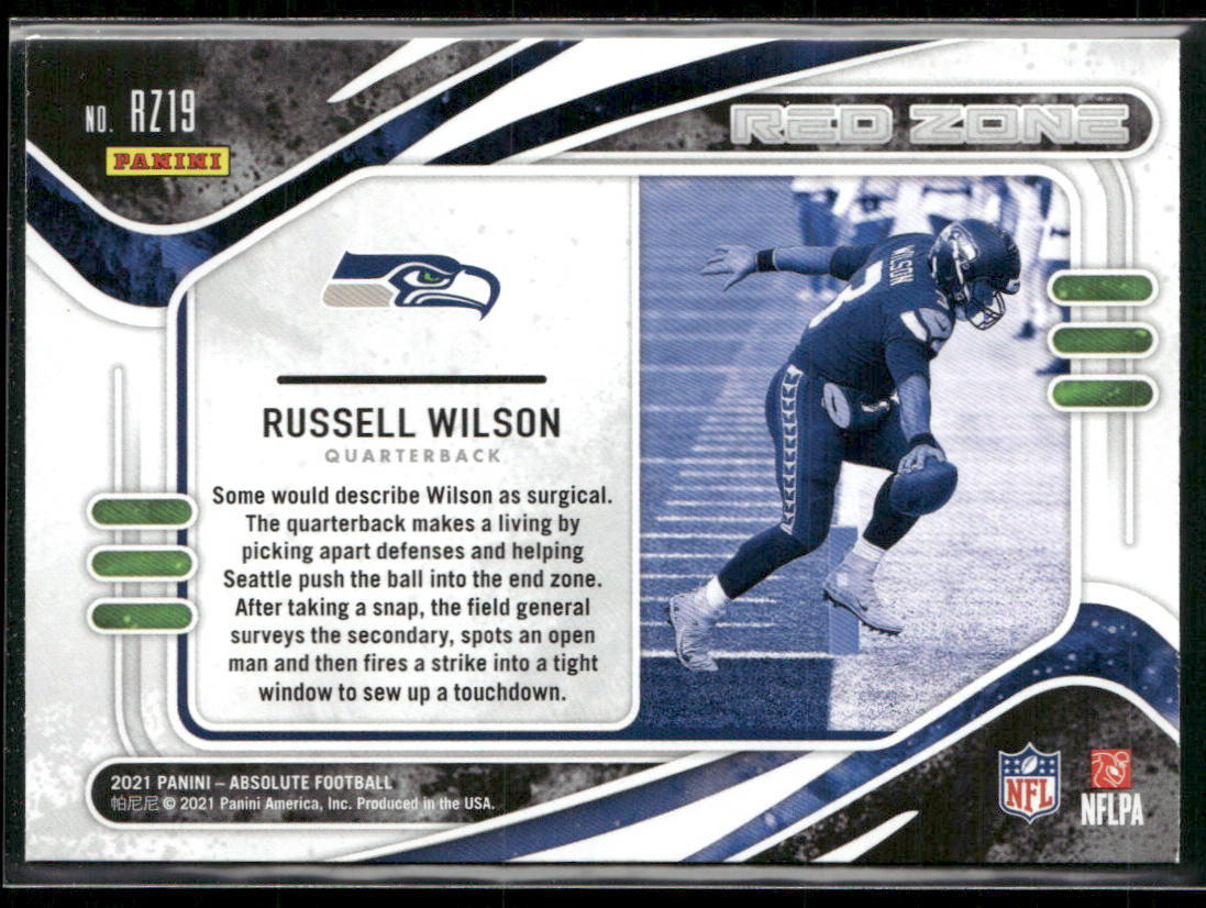 Russell Wilson 2021 Panini Absolute Red Zone #RZ19 Seattle Seahawks