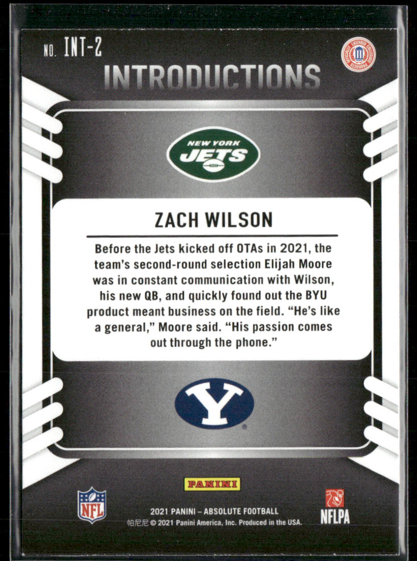 Zach Wilson 2021 Panini Absolute Introductions #INT-2